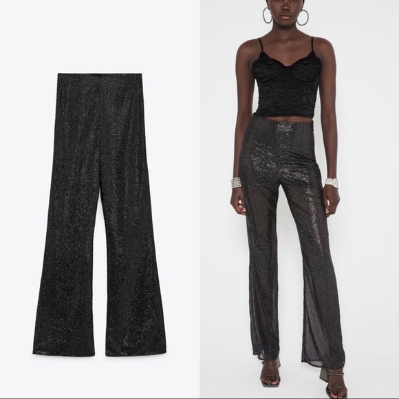 Zara | Pants u0026 Jumpsuits | Zara Semi Sheer Shiny Pants | Poshmark